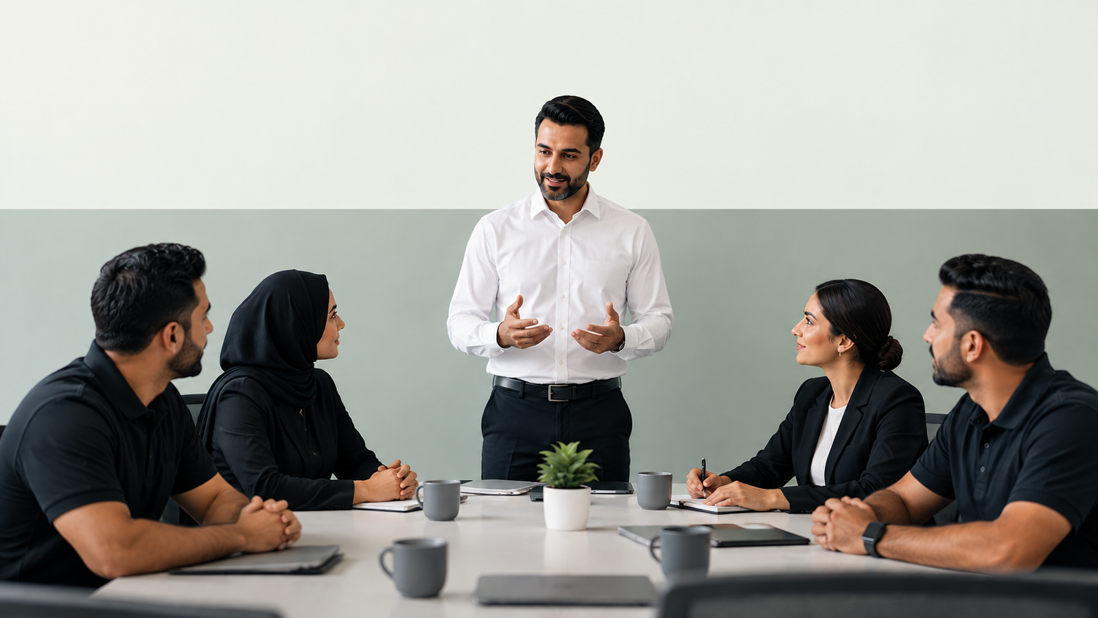 Collaborative Team Meeting in a Modern Office